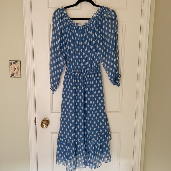 DVF Off Shoulder Polka Dot Dress - Size 4 - Picture 7 of 11